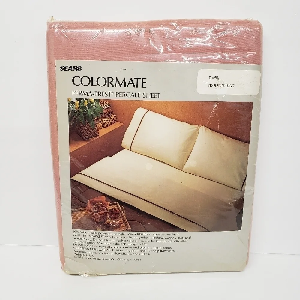 Vintage Sears Colormate Dusty Rose Twin Flat Sheet